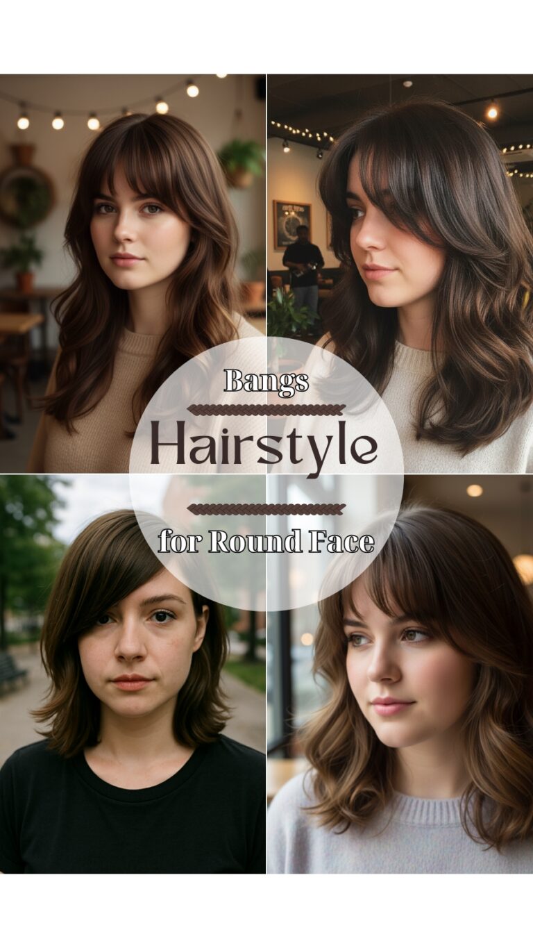 Bangs Hairstyle for Round Face to Look Slim