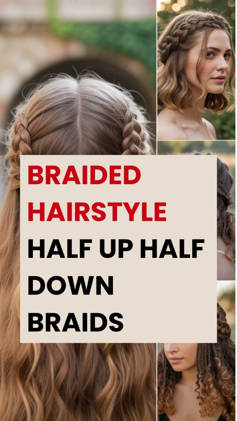 Braided Hairstyle Half Up Half Down Braids