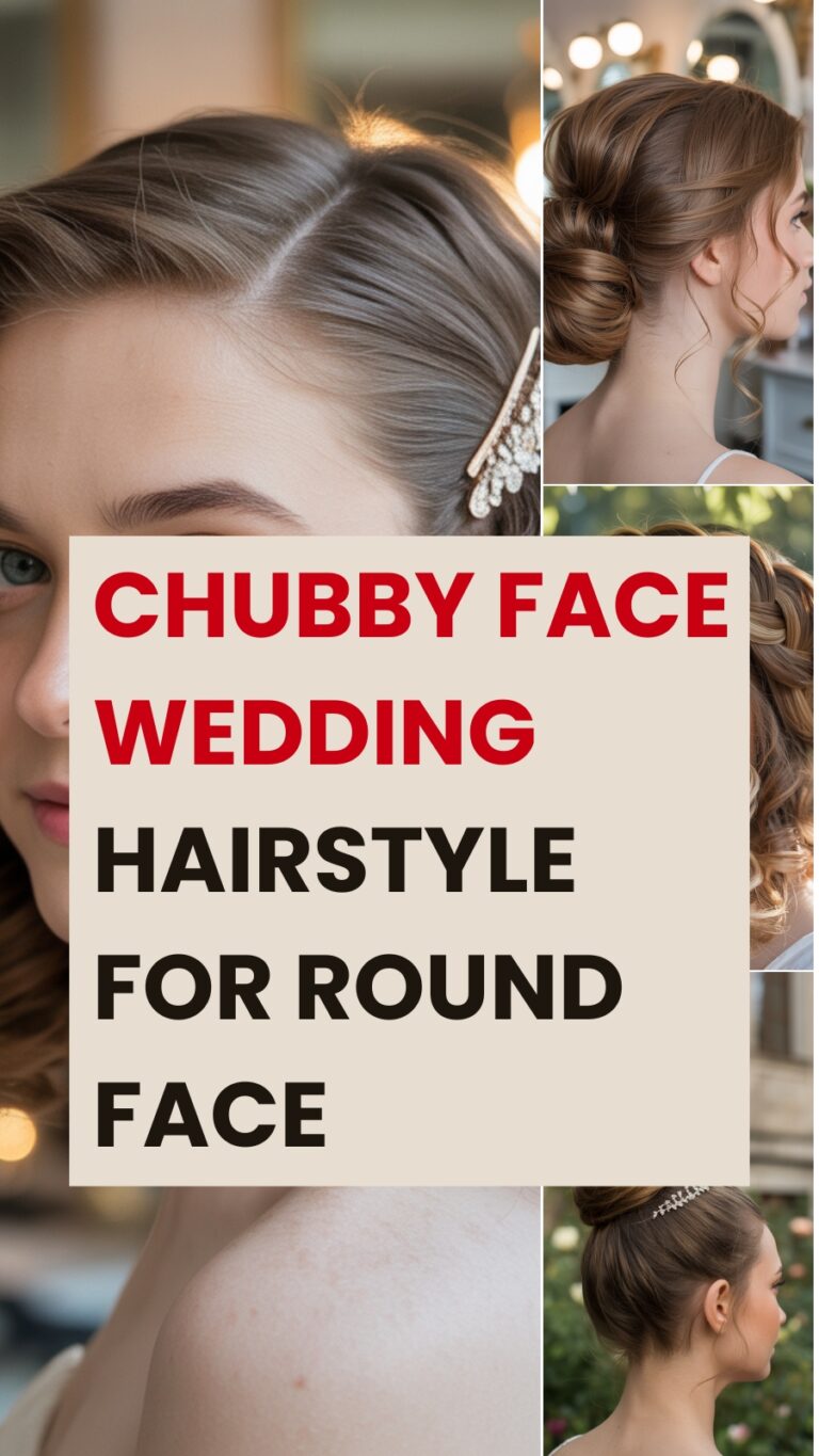 Chubby Face Wedding Hairstyle for Round Face