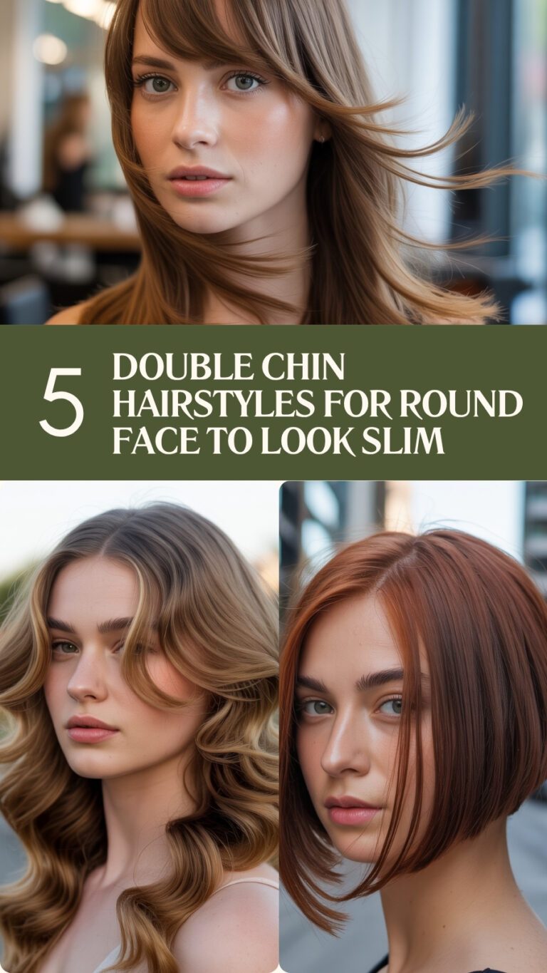 Double Chin Hairstyles for Round Face to Look Slim